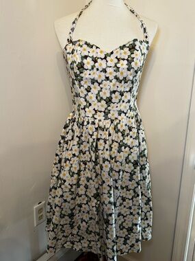 Bernie Dexter Floral Halter Sundress with White Daisy Print